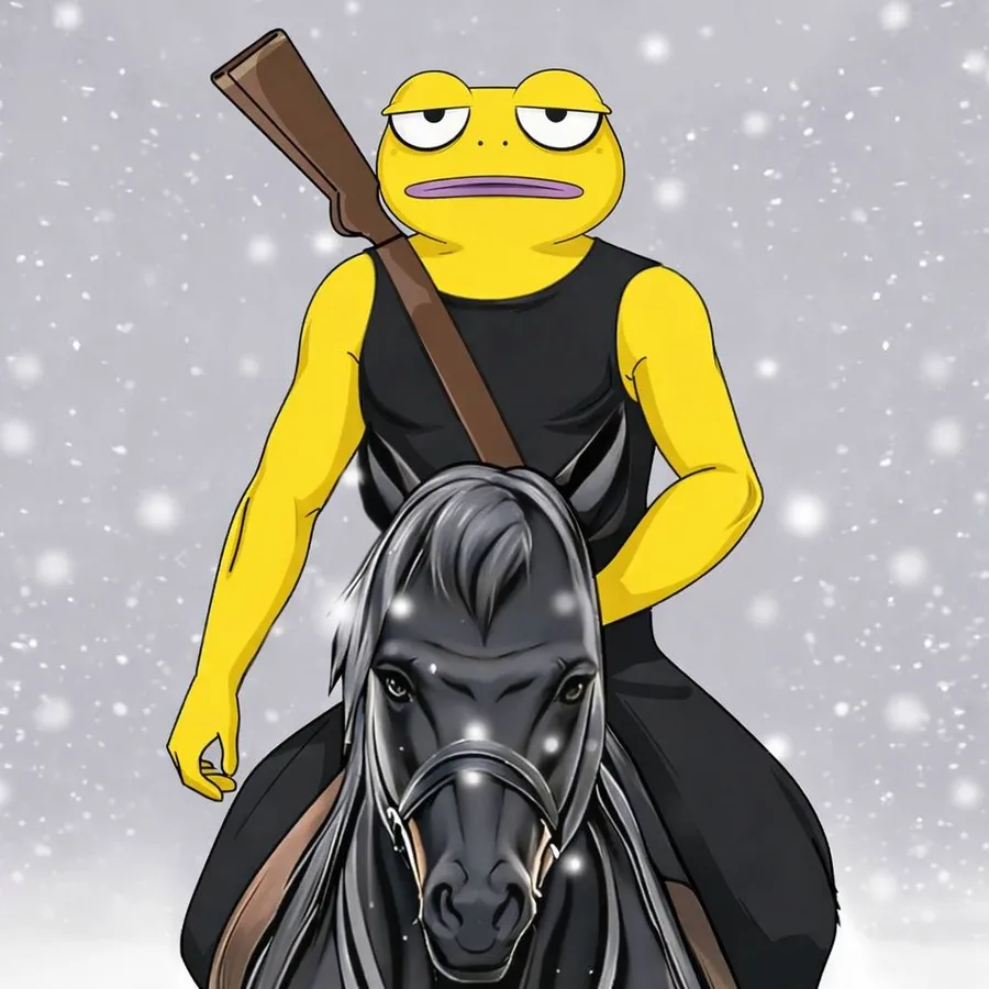 VIVYX riding a black horse with a rifle across his back
